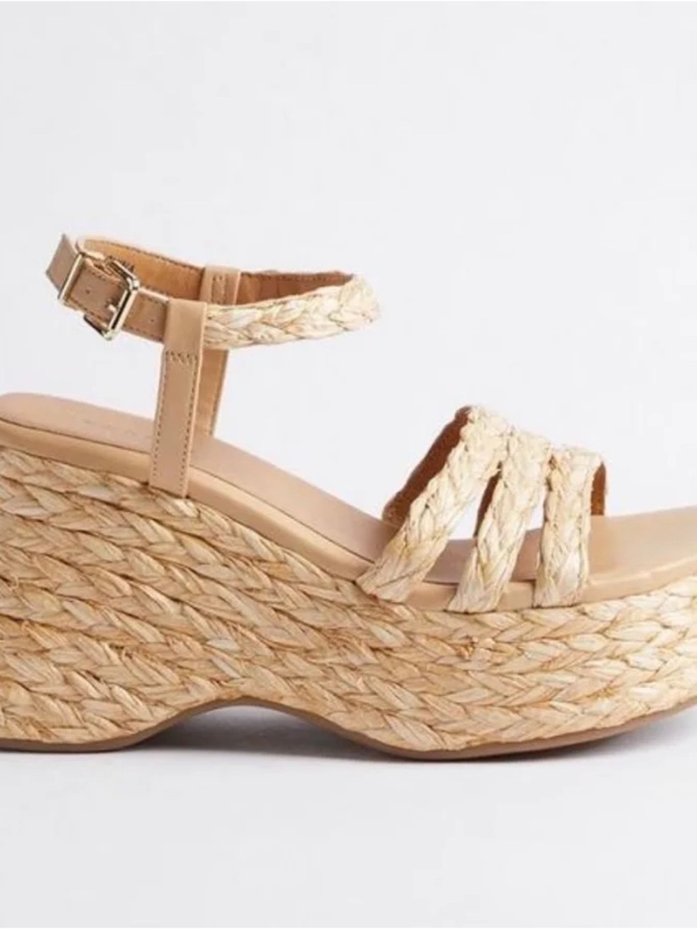 Braided Platform Wedge Sandal - Natural